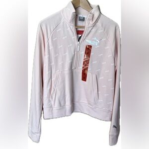 Puma woman’s peach long sleeve pullover zipper front kangaroo pocket size M